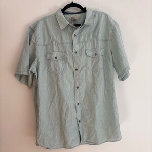 Moon C Shine Snap Front Blue Short Sleeve Shirt Rodeo Ranch Western Men's XL